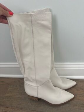 Sam Edelman Ivory Pointed-Toe Knee Boots Size 8,5